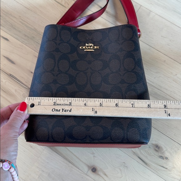 Coach Signature Brown and Red Crossbody Bag - Picture 9 of 11